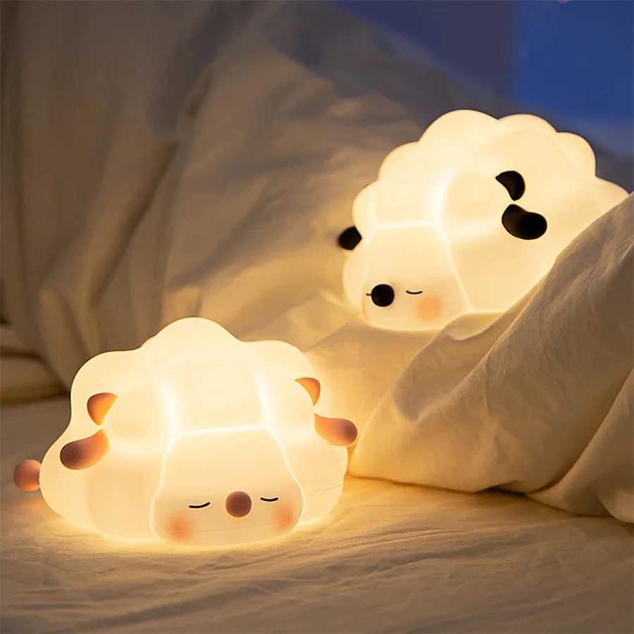 Sheep LED Night Light Cartoon Cute Gift Night Light Bedroom Decoration Desk Lamp Childrens Birthday Nursery Charging Light W240816