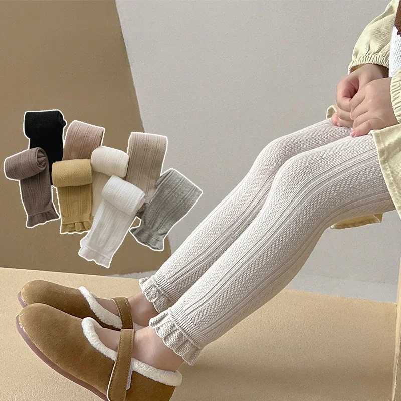 Warm Girls Leggings Solid Color Cotton Baby Leggings Lace Flower Skinny Pants Girl Pants Kids Children Trousers 1-8 Years Y240906