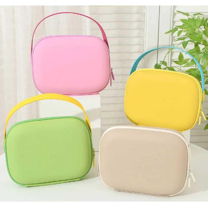 Pu portable makeup handbag colorful waterproof toilet bag fashionable womens wrap organizer bag travel hard shell packaging W240905