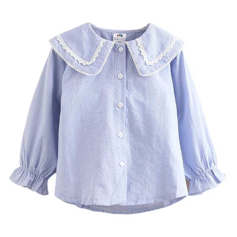 2024 New Spring Autumn 2 3 4 6 8 10 Years Children Clothing Turn-Down Neck Cotton Tops Kids Baby Girls Long Sleeve Blouse Shirt Y240906