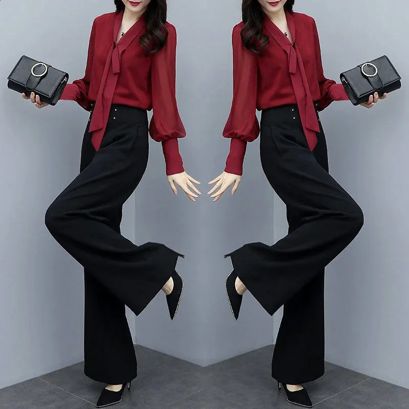 summer crossover womens clothing clock bottom casual fashion Korean style loose fit long sleeved two-piece set 240903