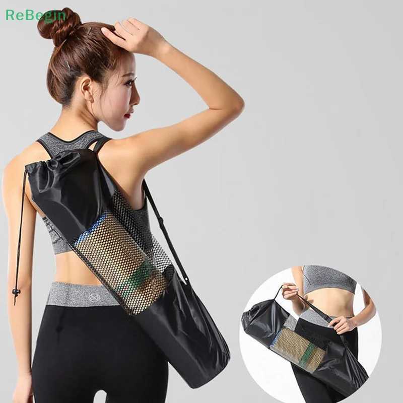 Convenient black yoga backpack yoga mat waterproof backpack carrier mesh adjustable shoulder strap exercise tools gym bag multiple sizes W240906
