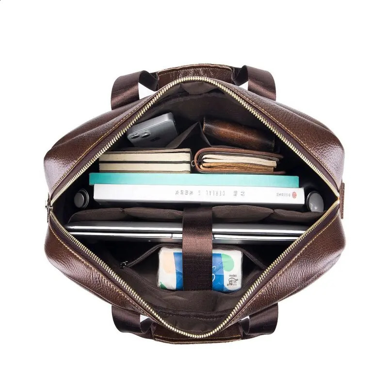 Mens briefcase large capacity business teacher laptop bag mens leather shoulder administrative office handbag highquality 240906
