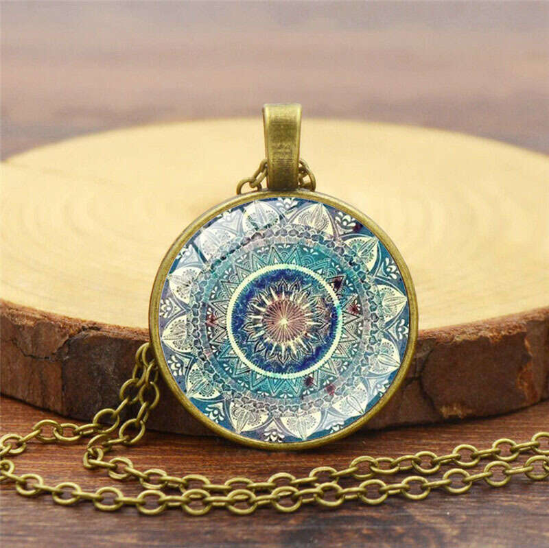European and American Jewelry Necklaces for Women Birthday Dainty Silver Necklace Christmas Gift Mandala Yoga Time Gemstone Necklace Fashion Pendant N