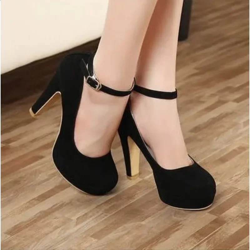 Elegant Wome Shoe Spring Thick Work Versatile High Heel Shoes Black Fashion Women New Shoe42 240904