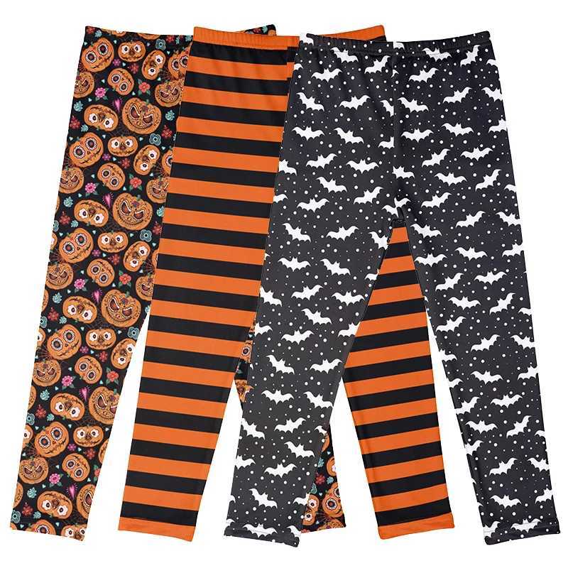 Girls Leggings Spring Summer Cartoon Bat Pumpkin Print Skinny Pants Girls Pencil Pants Kids Trousers Children Halloween Clothes Y240906