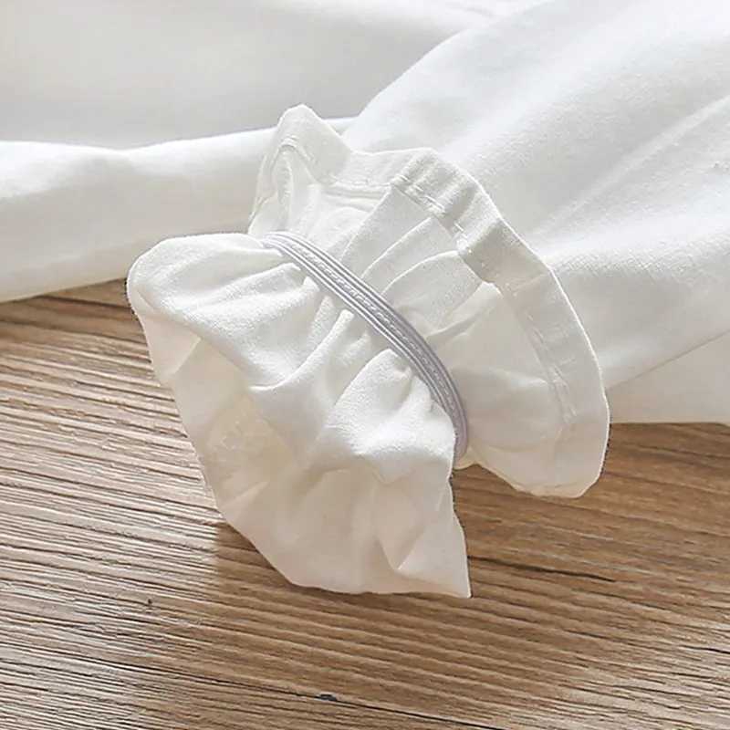 Blouses New Spring Toddler Kids Girls White Shirt Long Sleeve Cotton Lace Children Girl Tops Blouse Kids Clothes Y240906