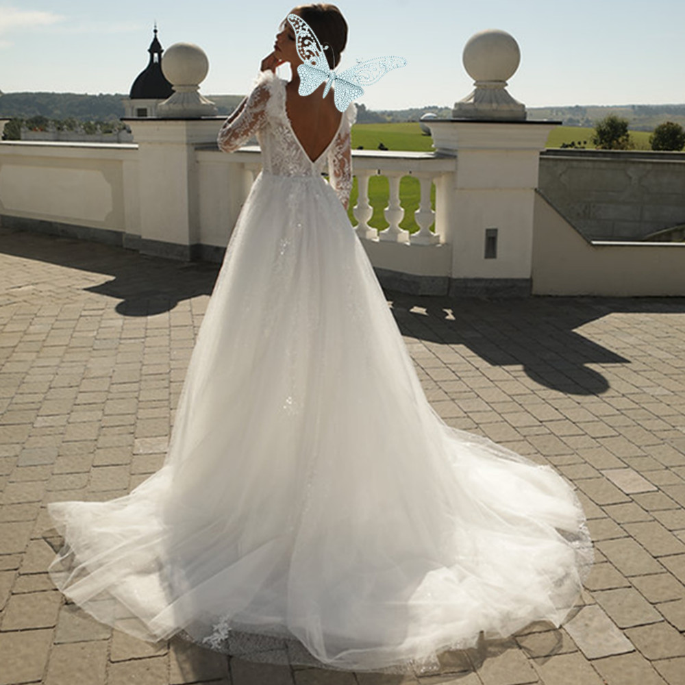 Plus Size Boho Dresses 2024 V Neck Beach Lace Wedding Gowns Elegant Bohemian Tulle A Line Bridal Dress Vestido De Novia 12