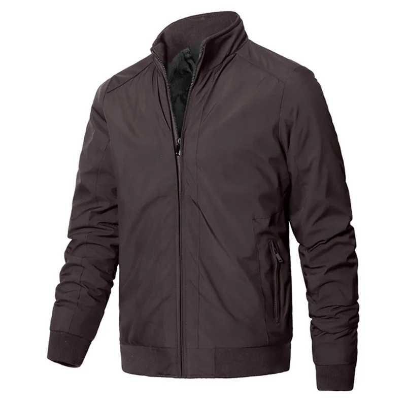 Men Fashion Coat Trendy Casual Dark Blue Zipper Stand Collar Loose Thicken Outwear Solid Color Korean Style Gentlemen Jacket Y240906