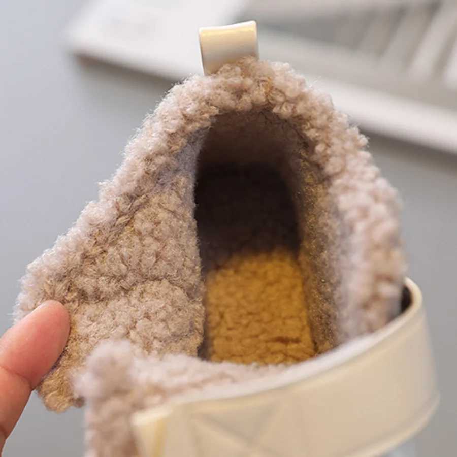 Childrens New Cotton Shoes Girls Winter Plush Snowboots Non Slip Princess Style Cotton Shoes Kids Snow Boots Boys Ankle Boots M240906