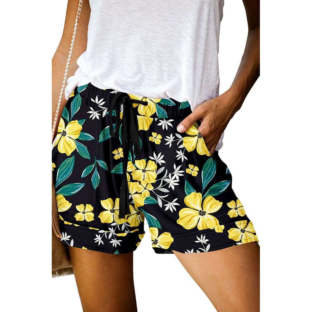 2024 Summer Printed New Style High Waist Straight Short Casual Pants Women's