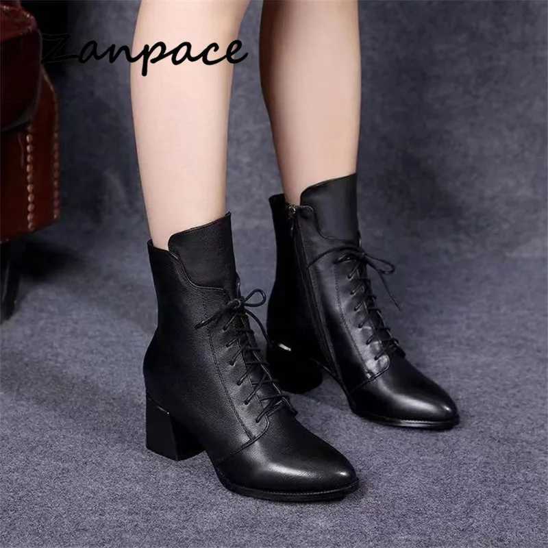 2021 New Leather Womens Boots Thick Veet PU Womens Shoes Womens High Heels Cotton Warm Winter Boots Zapatos De Mujer CL240906