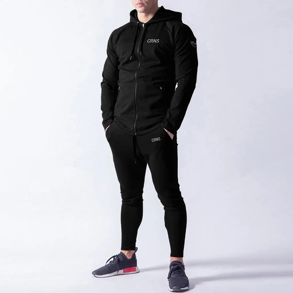 Mens sportswear 2piece hooded sweatshirt and sweatpants jogging set 240903