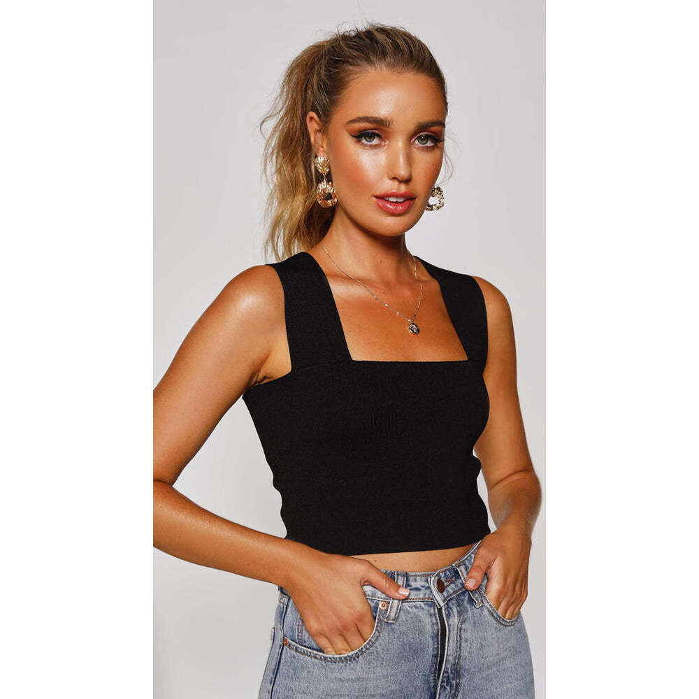 2024 Summer New Women's Knitted Casual and Minimalist Tank Top Small Sling for Outwear