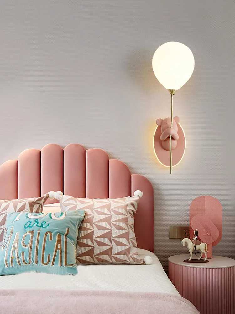 Creative and personalized cartoon childrens rooms bedrooms bedside wall lamps artistic bear atmospheric wall lamps W240816