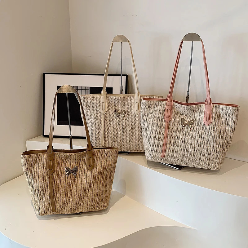 Summer Beach Grass Woven Bag for Women 2024 Fashion Shoulder with Large Capacity Handheld Tote 240906