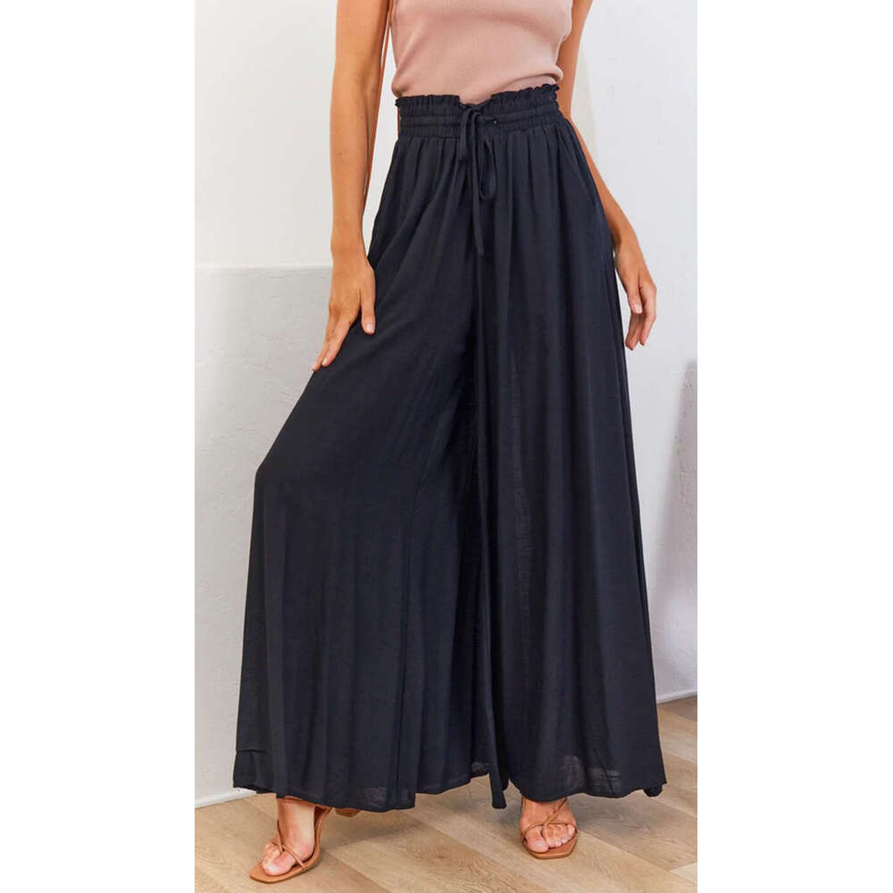 Summer New Women's Elastic Belt Wide Leg High Waist Long Dress Pants for Women