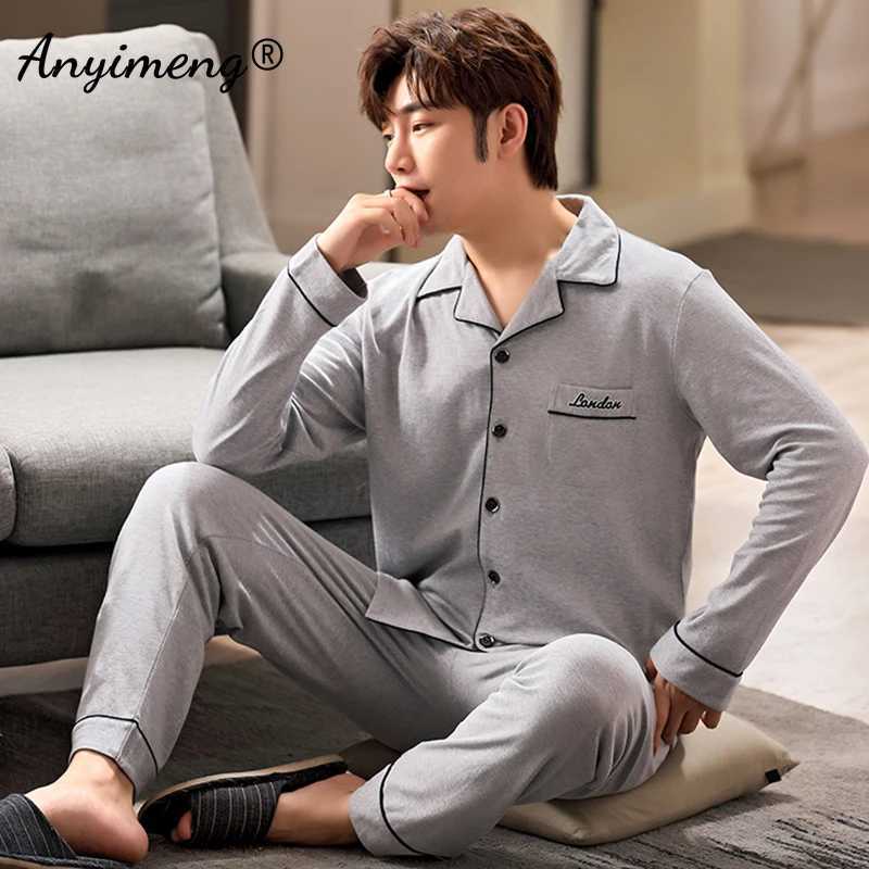 Plus Size 3xl 4xl 5xl 6xl Big Guys Pajamas for Men Large Loungewear Cardigan Plaid Fashion Homewear Fat Mans Pijamas Father Pjs Y240906