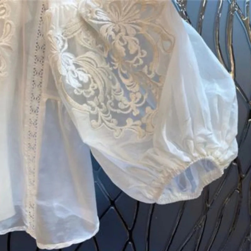 OCEANLOVE Embroidered Spring Autumn Thin Women Shirts Loose White Elegant Blusas Feminina Korean Fashion Vintage Blouses 240906