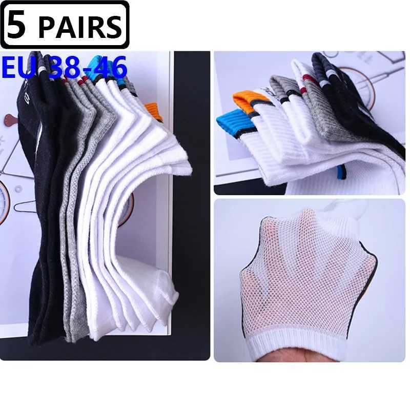 5 pairs/batch large size 44 45 46 mens socks mesh breathable short casual enlarged socks mens cotton sports socks ankle socks W240905