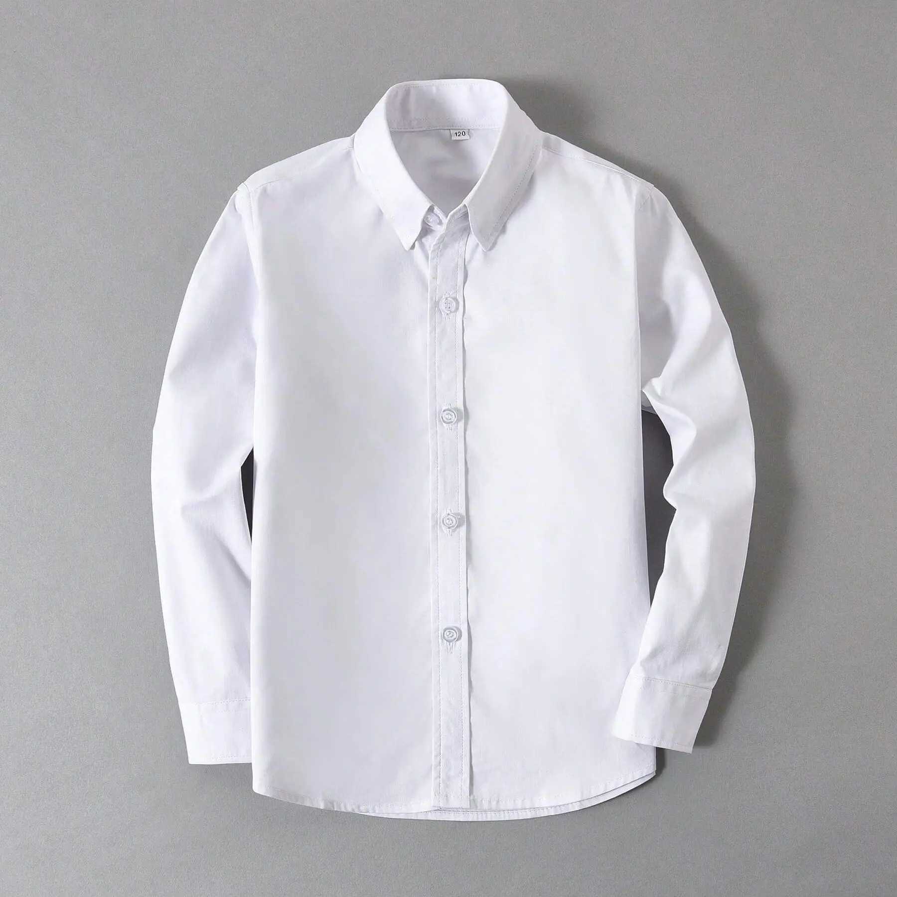 Children Long Sleeve White Shirts School Uniforms Y240906