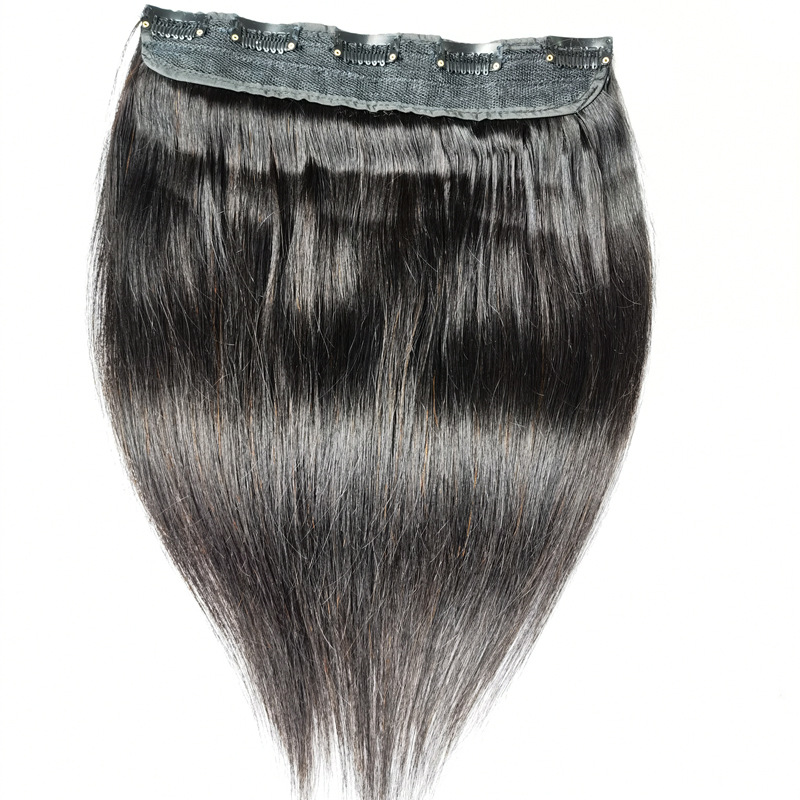 Brazilian 100% Human Hair One-piece Replacement Hair Clip In Hair Extensions Peruvian Virgn Hair Silky Straight Natural Color 1B# 60g 70g 80g 90g 100g