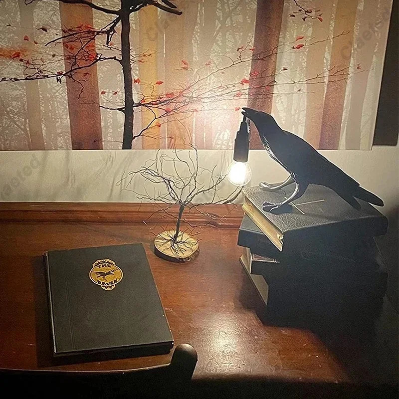 Resin Lucky Bird Crow Wall Light Table Light Night Light Bedroom Living Room Wall Light Home Decoration 240905