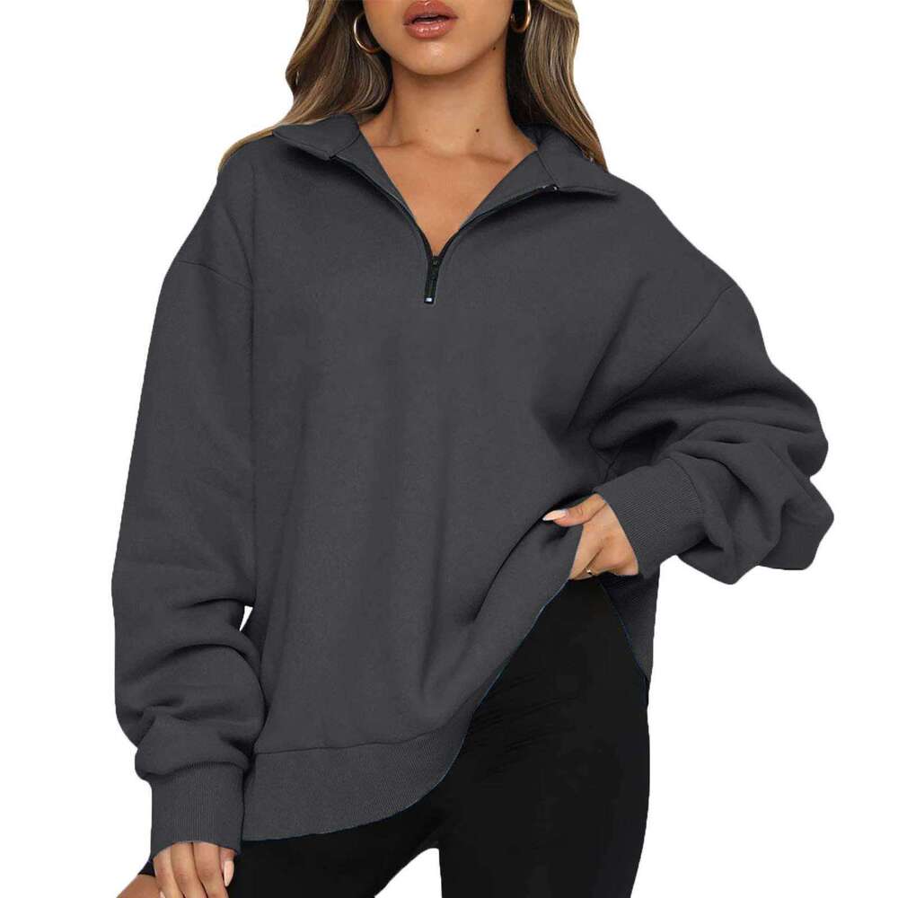 Women's 2024 Autumn/Winter New Casual Top Half Zip Pullover Long Sleeve Sweatshirt Sweater for Women