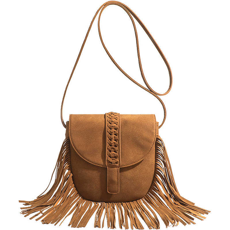 Spring Flip Woven Tassel Bag Soft Leather Trendy Versatile Cross Shoulder Women's Bag 240915