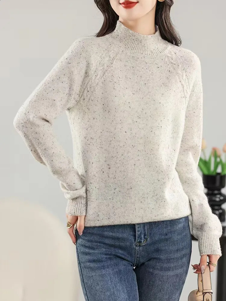Minimalism and low silhouette 100% cashmere Consenee color dot code series basic age reducing sweet weight loss sweaters 240905