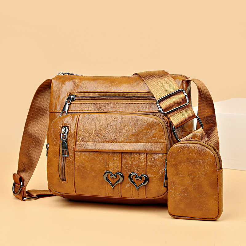 large capacity women's shoulder bag, casual and versatile set of mother and child, women's bag PU crossbody bag, middle-aged mother bag 2409