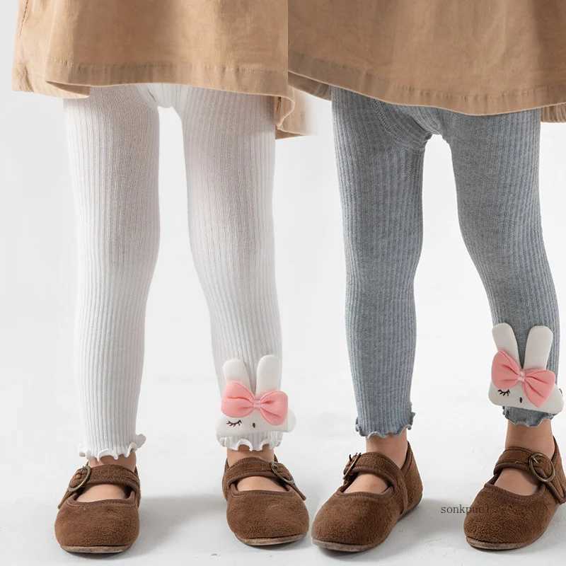 2024 New Autumn Baby Girls Bunny Solid Color Skinny Pants Kids Leggings Infant Trousers Y240906