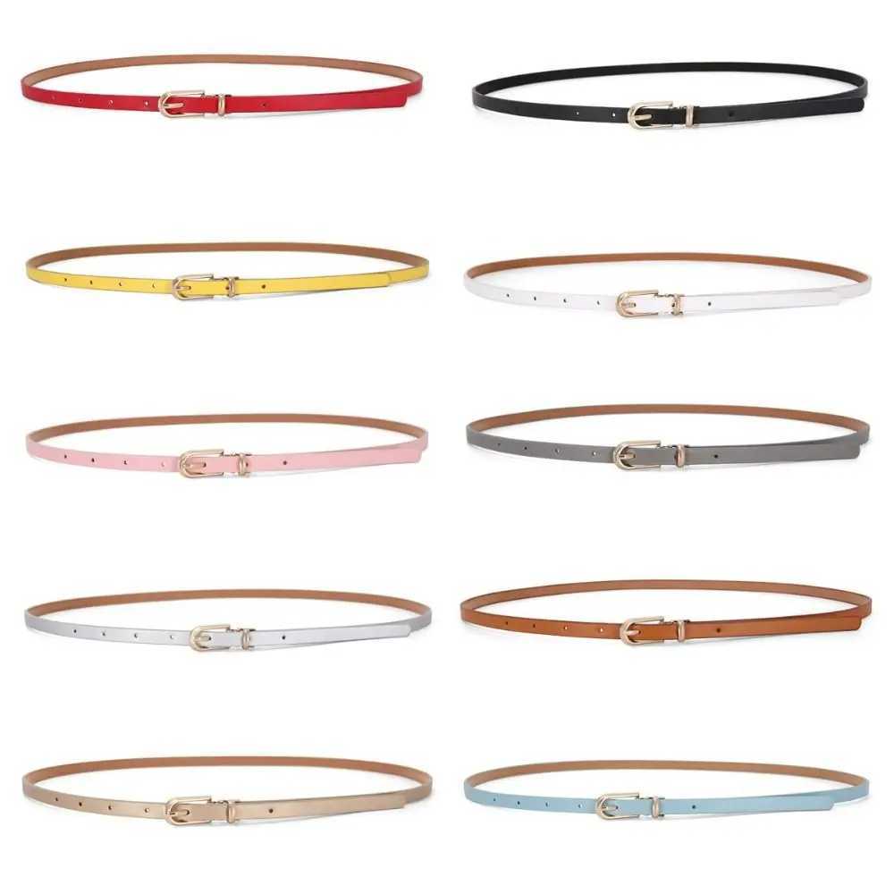 Gift Candy Color PU Leather Belt Adjustable Alloy Buckle Thin Belt Jeans W240905