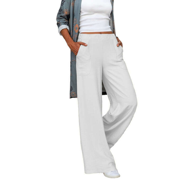 2024 autumn/winter oversized women's draped casual pants, solid color elastic waist loose wide leg pants