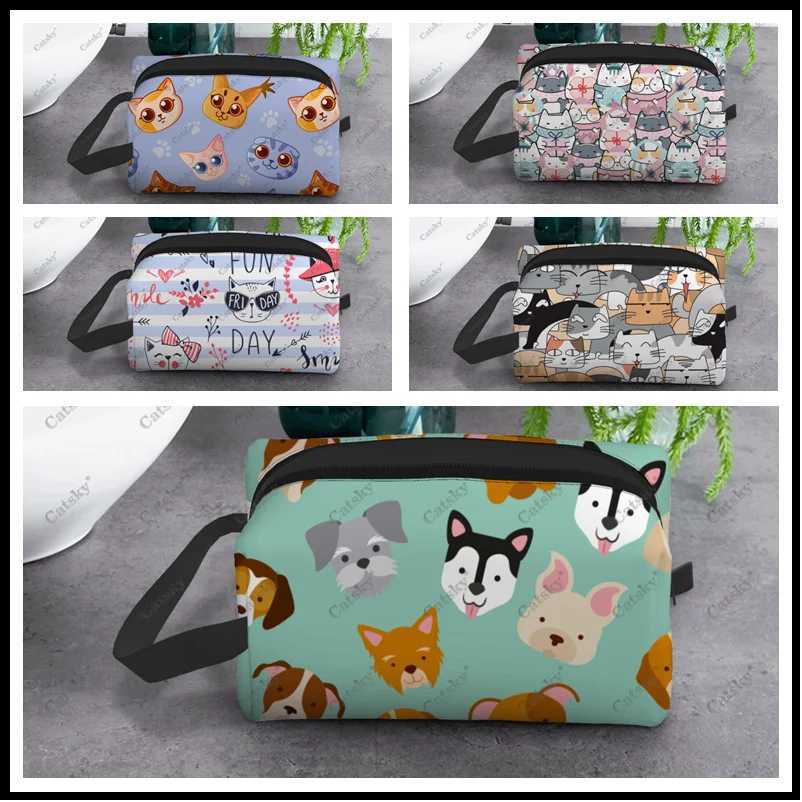 Cute cat cartoon makeup bag womens fashionable large capacity skincare box printed storage box makeup bag W240905