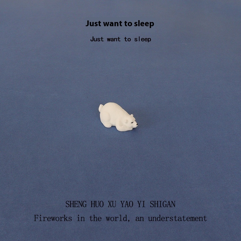 Resin creative crafts, mini polar bear tabletop that only want to sleep, home micro scene decorations