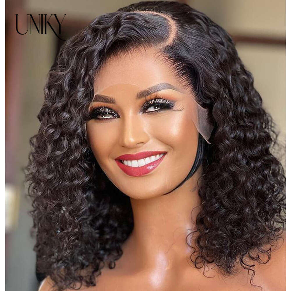 Water Wave Front For Women Brazilian Closure Bob Wig 13X4 Transparent Lace Frontal Short Wigs Human Hair Pre Plucked