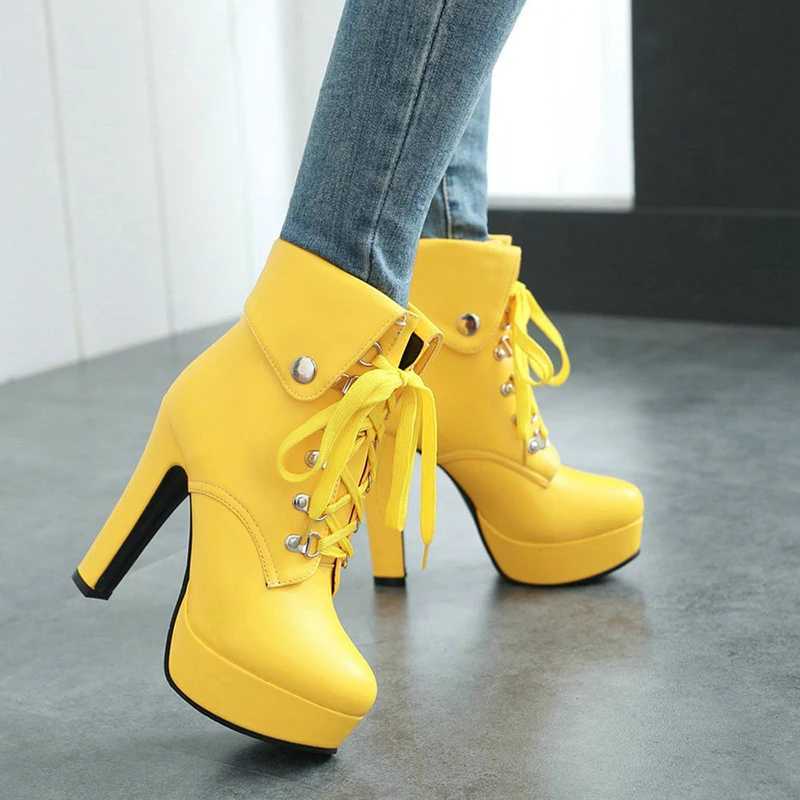 Fashionable womens short boots super high heels platform thick high heels river size ankle boots CL240906