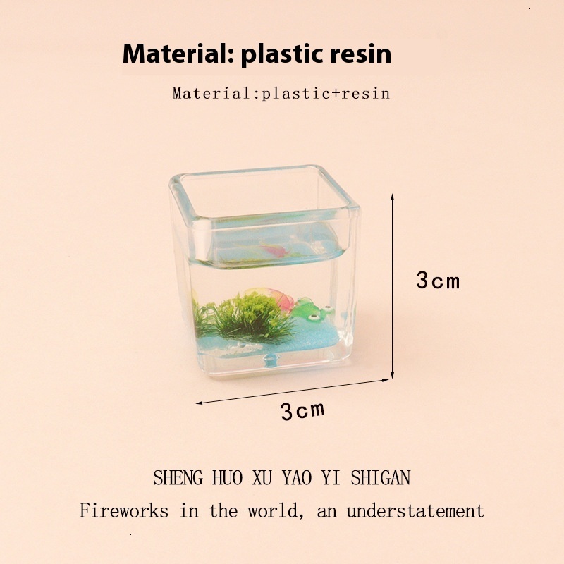 Miniature simulation mini square water grass lotus leaf cute goldfish fish tank baby house scene accessories home decoration ornaments