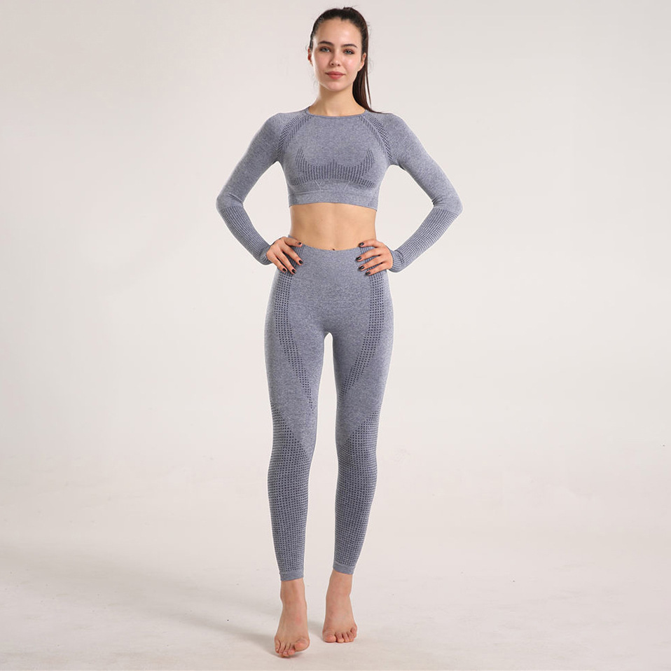 YDML New seamless suit for women with a dotted top, tight pants, hip lifting, high waist yoga exercise set