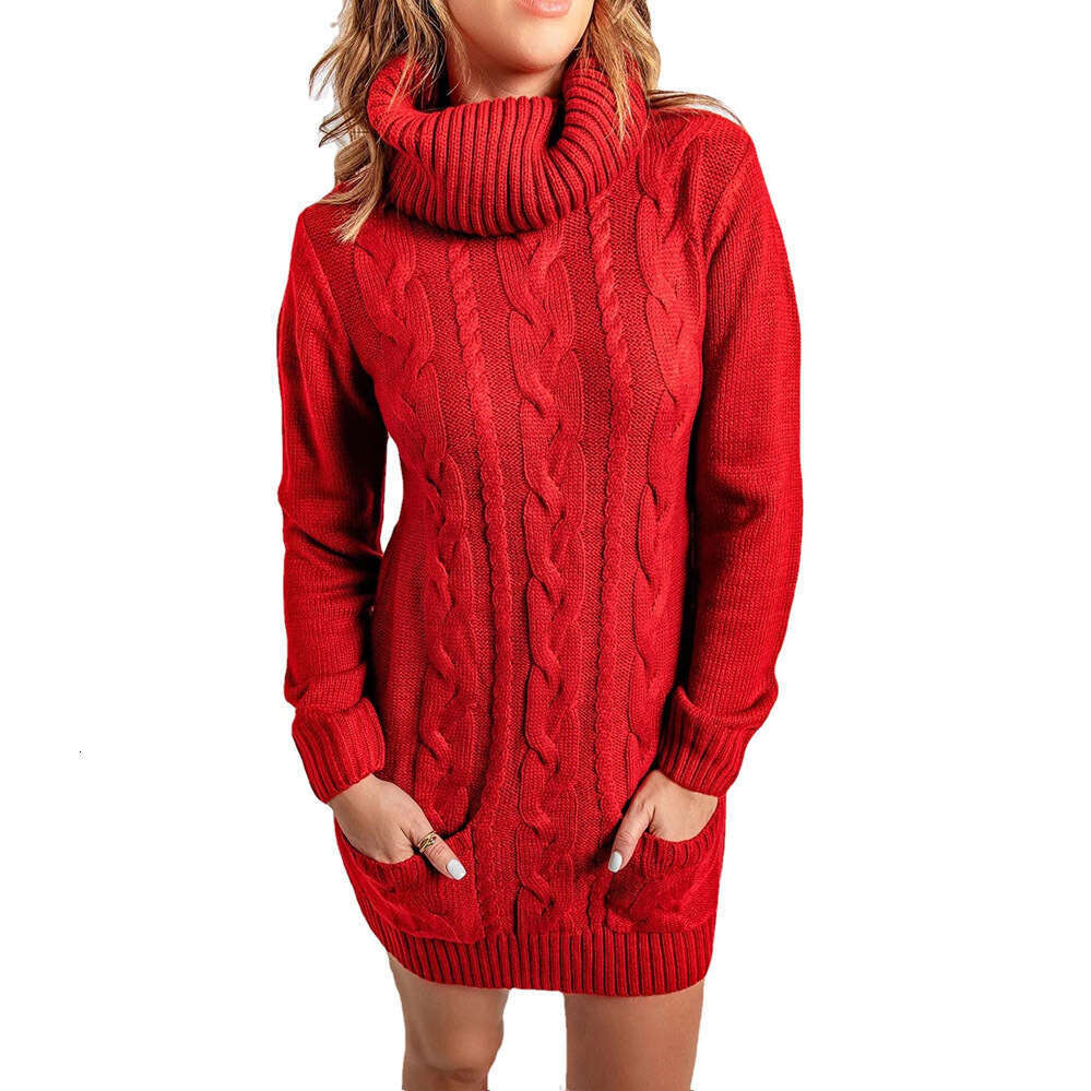 2022 Autumn/Winter New High Round Collar Knitted Dress Sweater