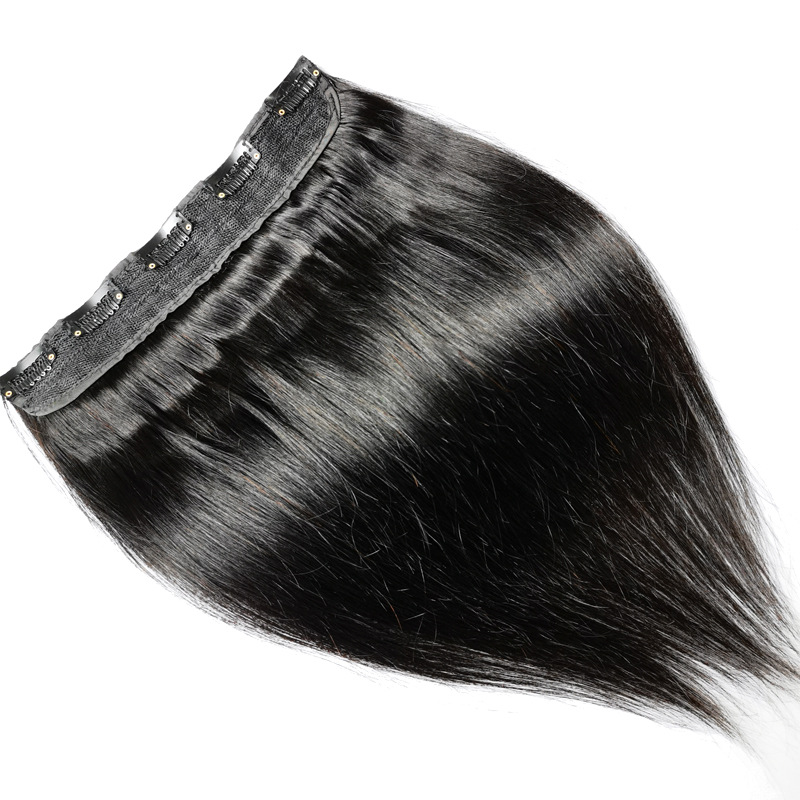 Brazilian 100% Human Hair One-piece Replacement Hair Clip In Hair Extensions Peruvian Virgn Hair Silky Straight Natural Color 1B# 60g 70g 80g 90g 100g