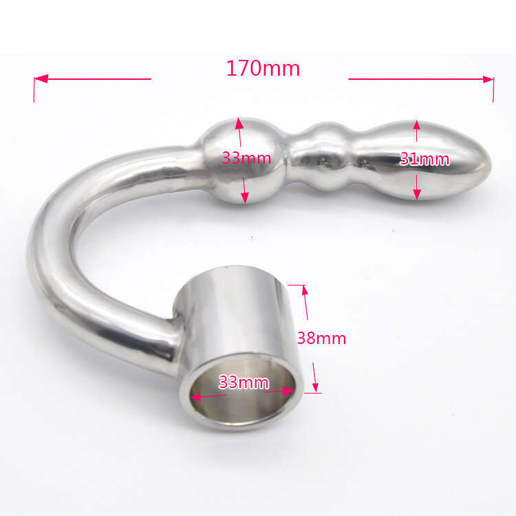 Men's metal anal plug, stainless steel anal hook, chastity lock, chastity lock, adult product A348