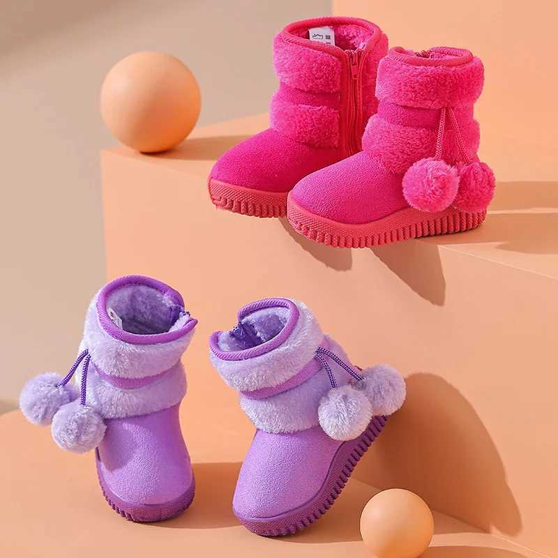Botas Para Nia Kid Snow Boot Winter Plush Boy Girl Cotton Shoe Warm Zipper Short Ankle Boot High Top Child Padded Boot Kid Shoe M240906