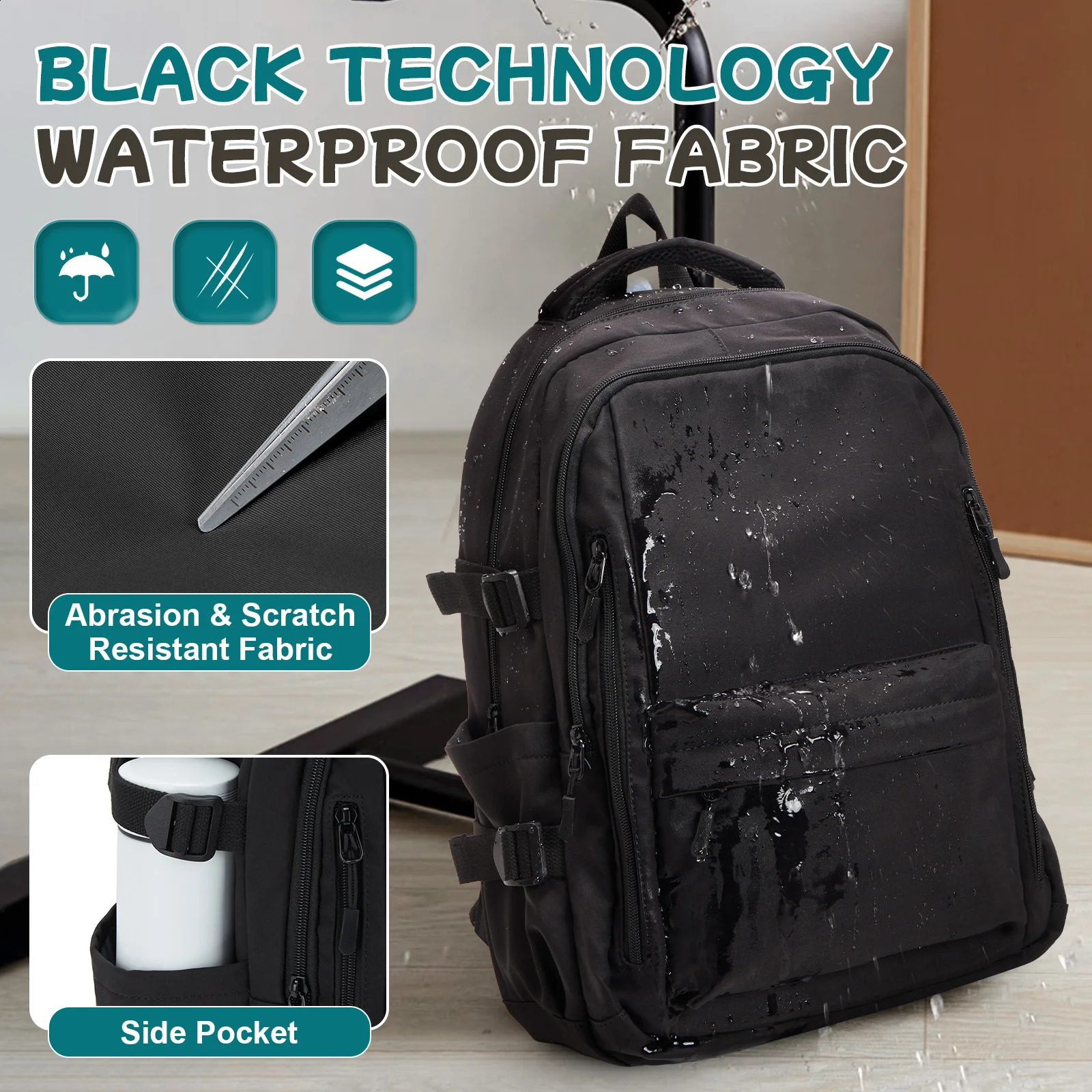 Simple childrens backpack high school students black girls and boys laptop bags 240906