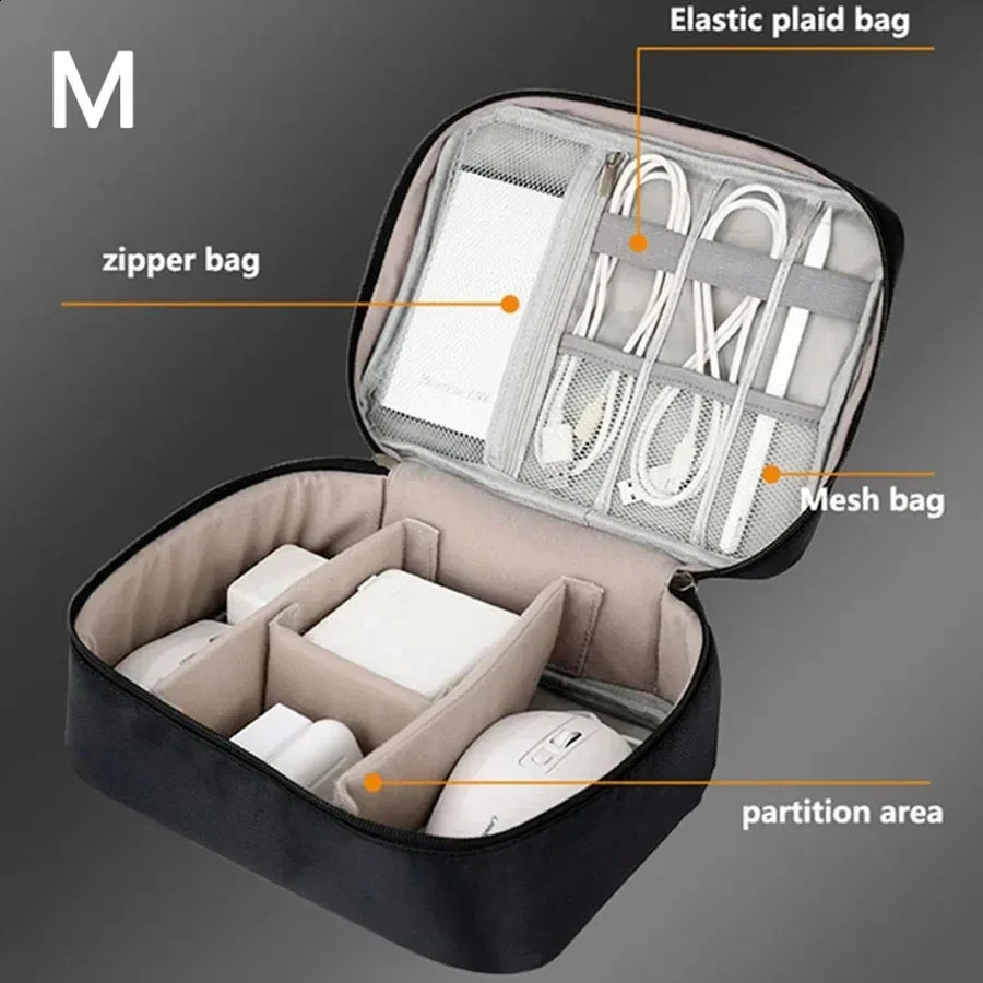 Portable data cable storage bag digital USB charger headphone power bank manager travel case box 240906