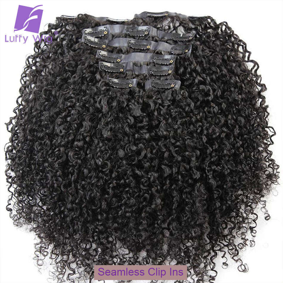 Seamless PU In Extensions Human Brazilian 3C 4A Afro Kinky Curly Hair Bundles Skin Weft Clip Ins Extension 100G