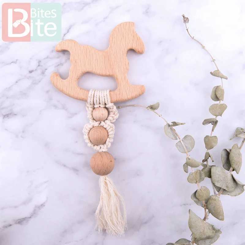 Bite Bites 1Pc Baby Tooth Hanging Toy Wooden Rattlesnake Toy Childrens Cart Pendant Baby Bed Bell Rattlesnake Baby Bed W240815