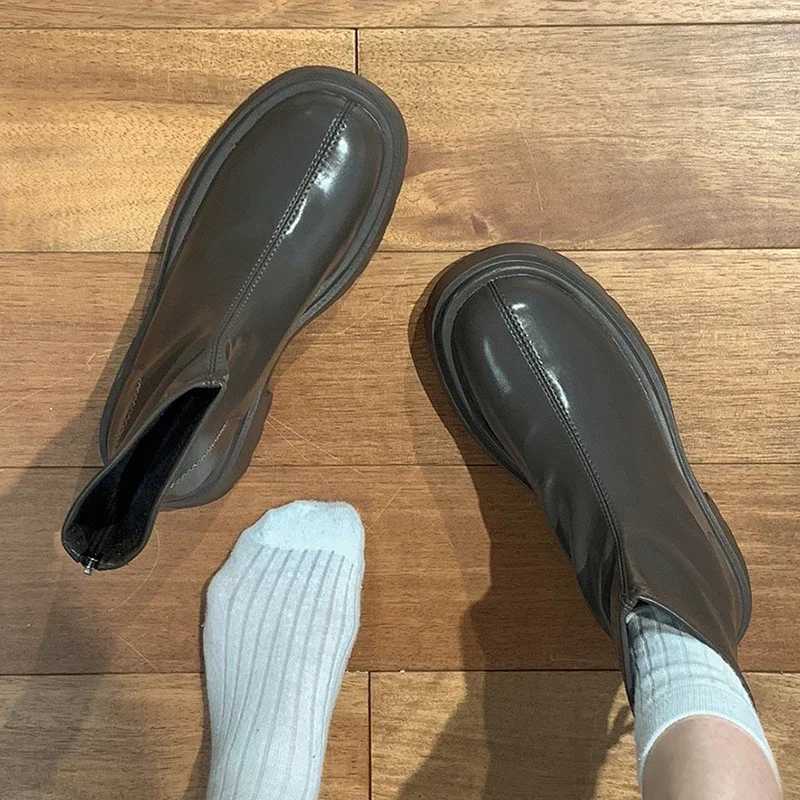 Short and chubby womens short boots fashionable shoulder straps zippered thick high heels autumn womens ankle boots CL240906