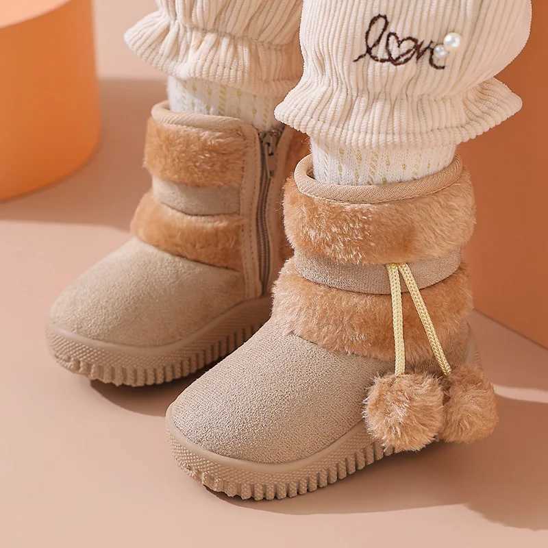 Botas Para Nia Kid Snow Boot Winter Plush Boy Girl Cotton Shoe Warm Zipper Short Ankle Boot High Top Child Padded Boot Kid Shoe M240906